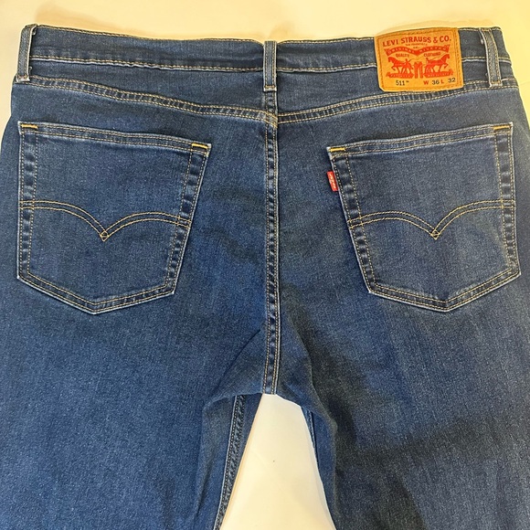🌟HP🌟Levi’s 511 Slim Fit Medium Blue Denim Jeans 36 x 32 Sustainably Made - Picture 7 of 9